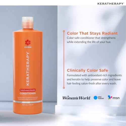 KERATHERAPY Keratin Infused Color Protect Conditioner, 33.8 fl. oz., 1000 ml - Gluten Free Color Protecting Conditioner for Color Treated Hair with Kerabond Technology, Red Raspberry Oil, Omega 3 & 6