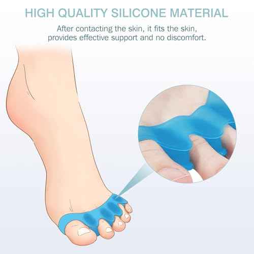2PCS Silicone Toe Spacers for Women & Men - Toe Separators for Bunion Relief, Hammer Toe, Plantar Fasciitis & Pedicures | Includes Metatarsal Pad & Therapeutic Yoga Cushion for Foot Pain(Blue)