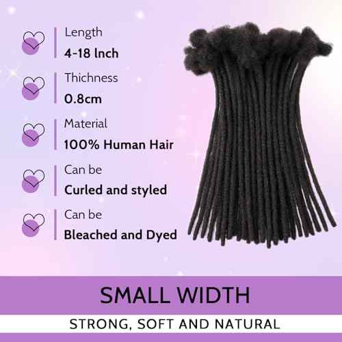 Loc Extensions Human Hair 0.4cm&0.6 cm&0.8cm width 4-18inch 10, 20, 40, 100 strands 100% Human Hair Locs Extensions for Men Women Natural Dreadlocks Can Be Dyed Bleached Curled 0.8cm 10inch 60 Strands