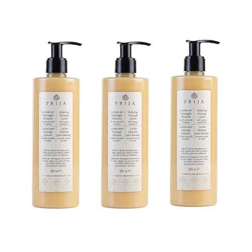 Prija Relaxing Massage Lotion with Aloe Vera and Cypress Oil, Refreshing and Moisturizing Body Cream Leaves You Feeling Relaxed with a Sense of Wellbeing 3 x 12.85 Fl. Oz