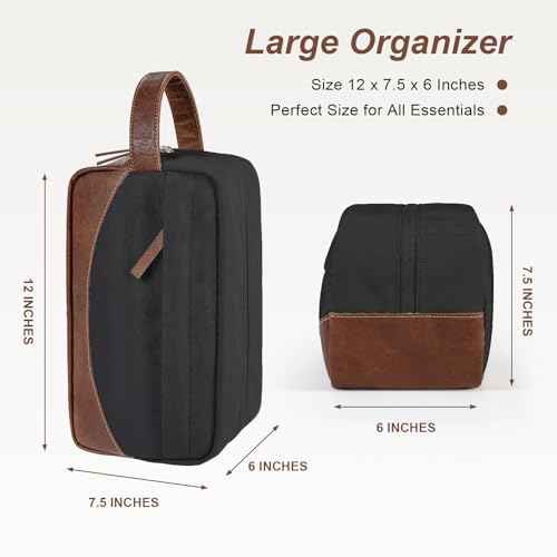 Travel Toiletry Bag for Men, Hanging Toiletry Organizer, Water Resistant Shaving Kit with Large Capacity for Travel Accessories (Black, Large)