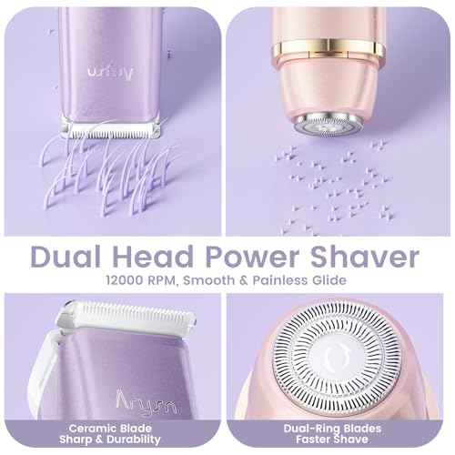 Bikini Trimmer for Women, 2 in 1 Dual Head Rechargeable Electric Shaver, Painless Pubic Hair Trimmer for Underarm Leg Arm Body Face? IPX7 Waterproof & Travel-Friendly, ElegantPurple