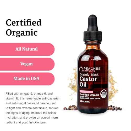 Organic Cold-Pressed Castor Oil ? Hexane-Free, Vegan Formula with Omega-9, Omega-6, and Vitamin E ? Hydrating Oil for Skin and Hair ? Black Castor Oil (2 fl. oz)