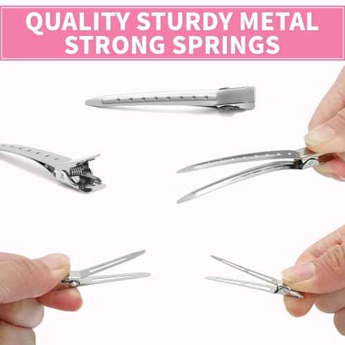 Metal Hair Clips For Women Styling 60-Piece Set | Silver Duckbill Clips with Storage Box | 3 Sizes (3.5"/1.81"/1.77") for Hair Styling, Roller Setting, Salon Use & DIY Crafts