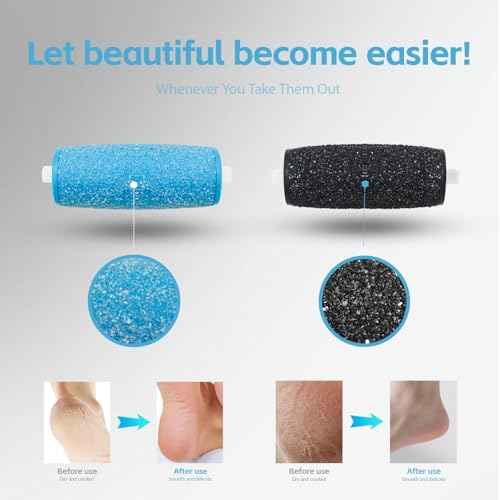 12 Pcs Replacement Rollers Head Refills Compatible with Amope Pedi-Perfect Pro Electric Callus Remover Foot File (6 Extra Coarse & 6 Regular Coarse)