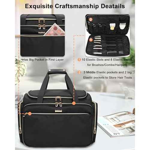 MONSTINA Professional Hairstylist Traveling Bag with Two Detachable Small Bags,Hairdressing Bag Makeup Salon Organizer Bag