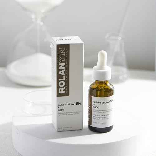 ROLANYIN Caffeine Solution 5% + EGCG Eye Serum for Puffiness Reduction Dark Circle Treatment Hydrating Firming and Soothing Anti Aging Nourishing Formula Eye Skin Care 1 Fl.Oz
