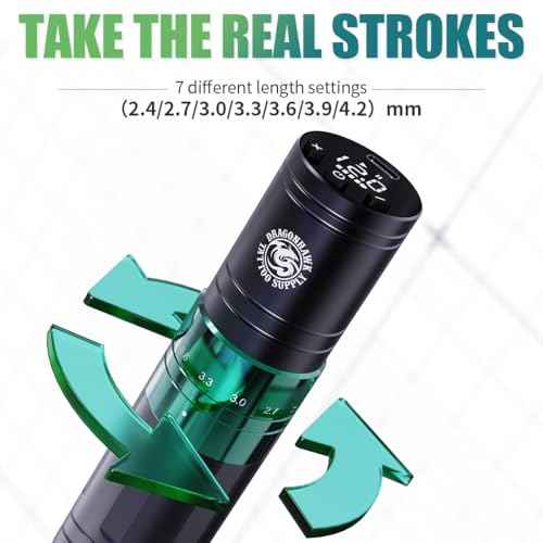 Dragonhawk A2 Wireless Tattoo Pen Kit with 2 Batteries ? Adjustable Stroke 2.4-4.2mm, Powerful Mcore-A Motor, Quiet Rotary Tattoo Gun for Lining & Shading