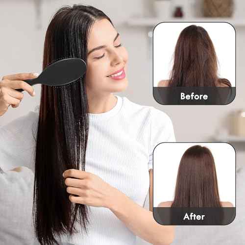 Air Cushion Detangling Hair Brush - 2 Pack Detangler Hairbrush with Ultra Soft Bristles for Effortless Tangle Removal - For Wet Dry Damaged Curly Hair for Women Men Boys Girls Kids - Black & Green