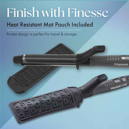 Olivia Garden Titanium + Ion High Performance Professional Curling Iron - Dual Voltage, Snag-Free Styling - Fast Heat Up to 455¡ÆF with Heat Resistant Heat Mat/Pouch