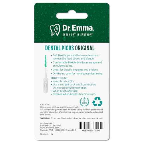 Dr. Emma Original Dental Picks Mint Soft Rubberized Tooth Picks Easy to Use Brush Picks 100Ct/Pack, 2 Packs (200Ct)