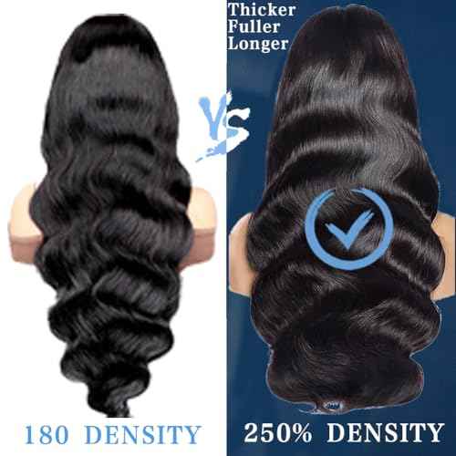 Natural Black 32 Inch 13x4 200 Density Lace Front Wigs Human Hair Body Wave HD Transparent Pre Plucked Frontal Curly Glueless for Women