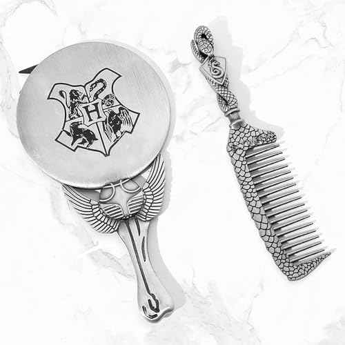 Harry Makeup Brushes Gifts Set for Women, Potter Makeup Brushes with Mirror & Comb, Christmas Birthday Gifts for Kids, Silver