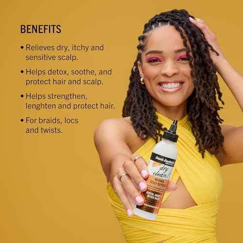 Aunt Jackie's Braid + Twist Collection Dry Clean! No Rinse Scalp Refresh ? Detox and Moisturize Scalp with Witch Hazel, Scalposine, Biotin, and Honey ? 6 fl oz