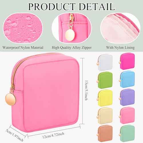 Paterr 50 Pieces Nylon Make up Pouch Bag Bulk Mini Cosmetic Bag with Zipper Travel Small Makeup Pouch Organizer End of the Year Gifts Bulk for Women