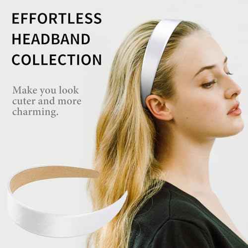 WOVOWOVO White Headbands for Women Girls Satin Headband