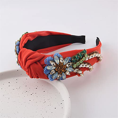 QTMY Rhinestone Crystal Headbands for Women,Hair Hoop Accessories Headwear Jewelry,522 (Red1)