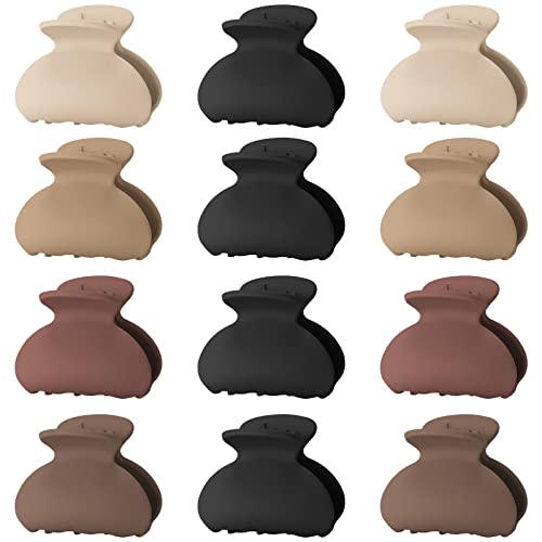 12 Pack Small Hair Claw Clips for Women Thin Fine Short Hair, 1.5 Inch Lolalet Cute Medium Size Jaw Clips Acrylic No Slip Hair Clamps Mini Banana Clips for Girls Kids -Style C