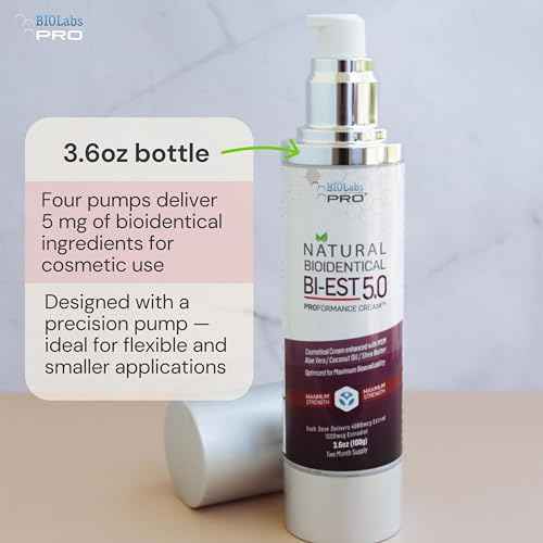 BIOLABS PRO Estro Cream BiEST 5.0 - Bioidentical Max Strength Solution - 5mg Per Dose - Three Month Supply - Luxury Bottle - 3.6oz