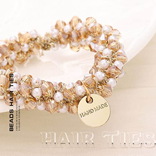 Coridy Thin Gold Headbands for Women Pearl Rhinestones Hairbands with Beaded Hair Ties Baroque Bejeweled Head Bands for Wedding Party Holiday (Charming)