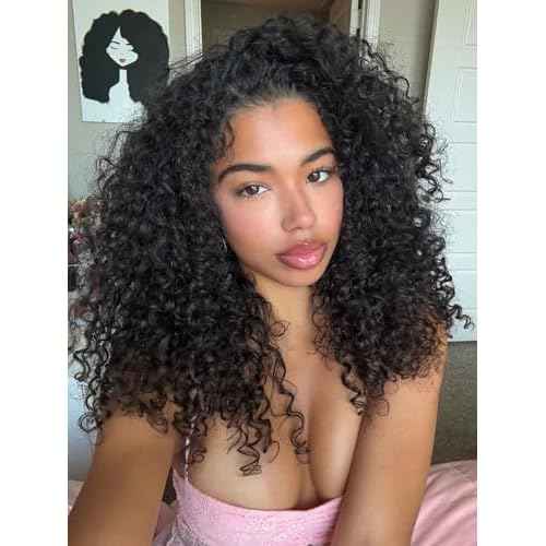 yosly Half Wig Human Hair Water Wave Glueless Wigs Curly Half Wig 3 In 1 Adjustable Drawstring Seamless Flip Over Invisible Hairline Wear Go Beginner Friendly Curly Half Wigs for Women 16 Inch
