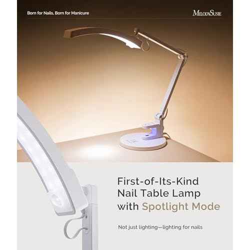 MelodySusie LED Manicure Table Lamp for Nail Techs, S-Pro29G Professional Nail Desk Light with Magnetic UV Curing Lamp, Adjustable Arm, Dimmable Brightness & 3 Color Temps for Gel Nails & Nail Art