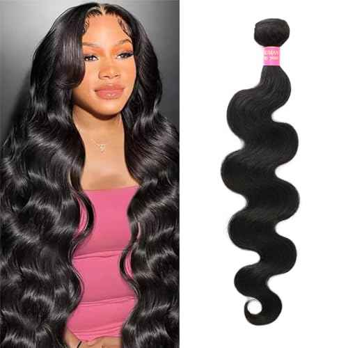 12A Brazilian Virgin Human Hair 1 Bundle 22 Inch Body Wave Bundles Human Hair 100% Unprocessed Quick Weave Hair Extensions Natural Black