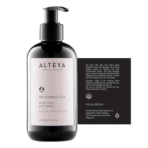 Alteya Organics Face Wash USDA Certified Organic Skin Care 8.5 Fl Oz/250 mL Bio Damascena Award-Winning Face Cleanser With Organic Bulgarian Rose Oil Purifying, Soothing and Beautifying
