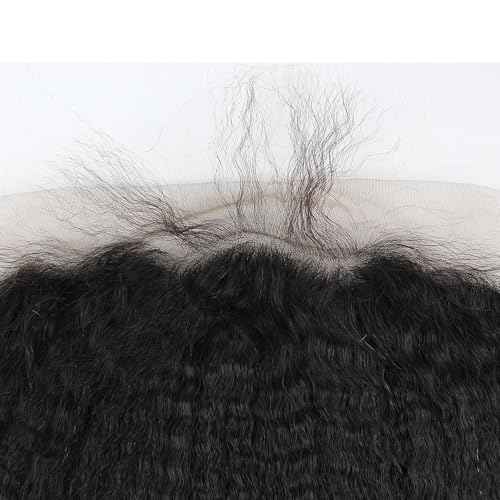Dreambeauty 13¡¿6" Transparent Full Lace Frontal Closure Kinky Straight Ear to Ear Free Part Unprocessed Brazilian Virgin Human Hair Extensions With Baby Hair Bleached Knots Natural Color (22 Inch)