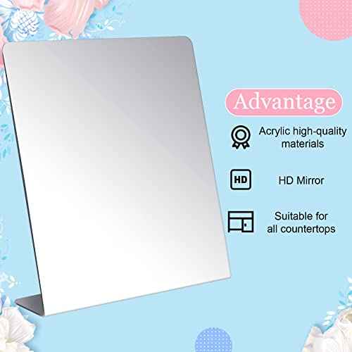 Amyhill 16 Pcs Counter Top Mirror Freestanding Mirror Single Sided Acrylic Desk Glass for Tabletop Bedroom, Office, Bathroom, Dorm, Home (8.5 x 11 Inch)