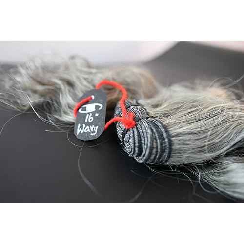 Salt & Pepper Wavy Natural Gray Indian Raw Hair Extension (16" Wavy One Bundle)