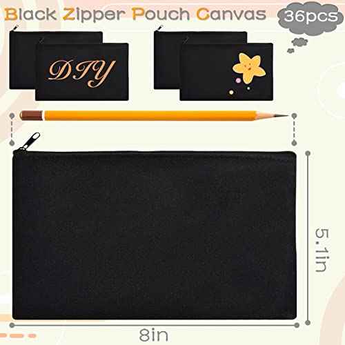ZeeDix Canvas Pouch- Multi-purpose Cosmetic Bag with Zipper, DIY Craft Canvas Zipper Pouch Blank Makeup Bags Bulk Travel Toiletry Bag for Storage (8.3 x 5 inches)