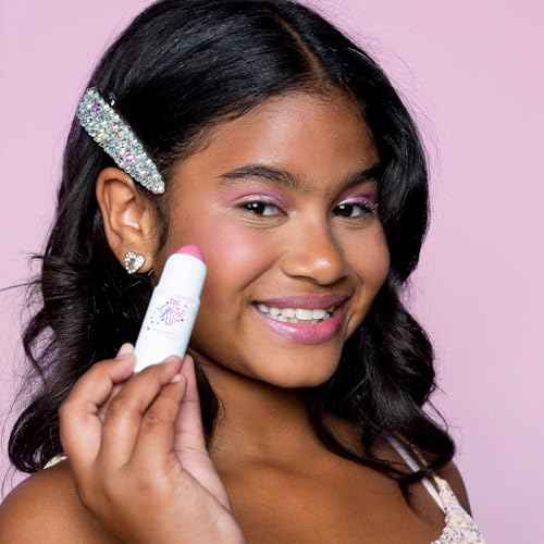 Petite N Pretty Glitter Makeup Set - Shimmering for Eyes, Cheeks, and Body - Glow Up Stick & All-Over Glitter in Pink Sherpa Bag for Kids, Teens, and Tweens (Pink)