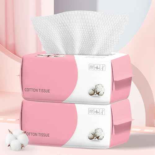 100 Count Disposable Face Towel, Ultra Soft & Thick Washcloths, Biodegradable Facial Towels for Sensitive Skin, Makeup Remover Dry Wipes, Lint-Free Towelettes for Cleansing (2 Pack)