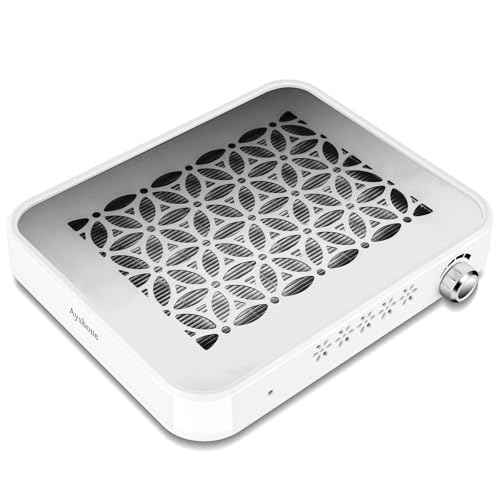 Nail Dust Collector with 2 Reusable Filters,Powerful Nail Dust Collector for Beginner,Dust Suction Machine Manicure Pedicure Tool for Acrylic Nail Polishing,Salon & Home(White)