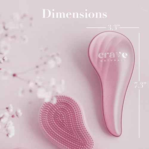 Crave Naturals Detangling Hair Brush Large Pink ? Glide Thru Hair Detangler Brush for Women, Kids & Toddlers ? Gentle Scalp Care, No-Pain Tangle-Free Hairbrush for All Hair Types