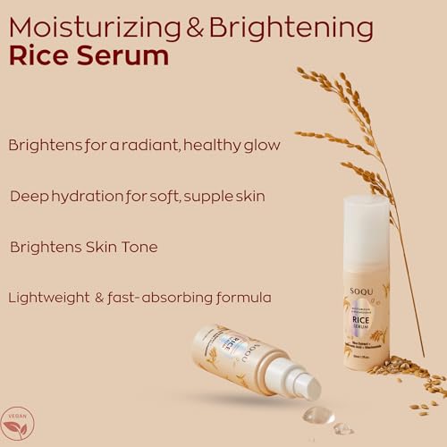 Moisturizing Facial Rice Serum - Hydrating and Brightening Formula with Niacinamide and Hyaluronic Acid for Radiant Skin - 50ml 1.69oz - Made in Korea (50ml / 1.69fl oz, Rice Serum)