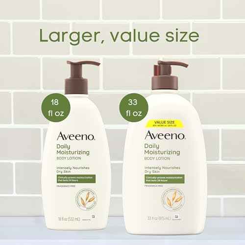 Aveeno Daily Moisturizing Body Lotion with Soothing Prebiotic Oat, Gentle Lotion Nourishes Dry Skin, Paraben-, Dye- & Fragrance-Free, Non-Greasy & Non-Comedogenic, Value Size, 33 fl. oz