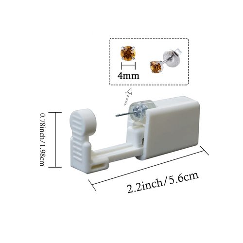 2 Pack 4mm Ear Piercing Kit with Cubic Zirconia Stud Earrings Ear Piercing Gun (Topaz)