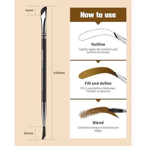 EIGSHOW Dual-Ended Precision Eyebrow Brush and Comb for Eyeliner Lining, Sculpting Brows, Professional Eye Makeup Tools (D109)