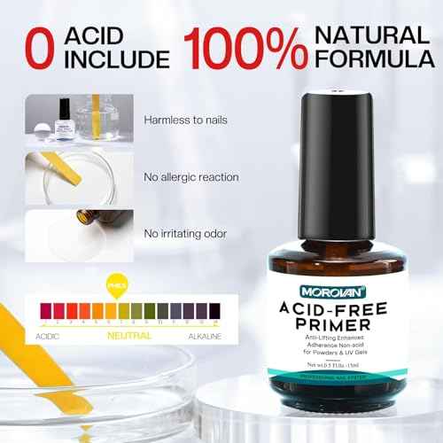 Morovan Nail Prep Dehydrator and Primer, Natural 4 PCS Dehydrator & Acid-Free Bond Primer for Acrylic Powder U V Extension Gel Nail Supplies Set