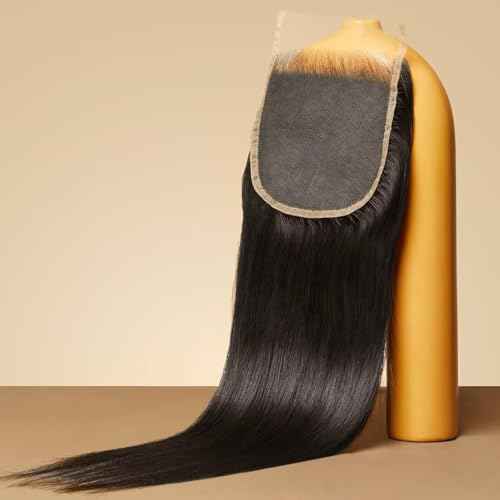 Triippy Raw Hair 5x5 HD Lace Closure Straight,More Less Shedding than Regular Virgin Hair,(16 Inch)0.10mm Ultra-Thin 5x5 Swiss Real HD Lace with 100% Raw Cambodian Human Hair