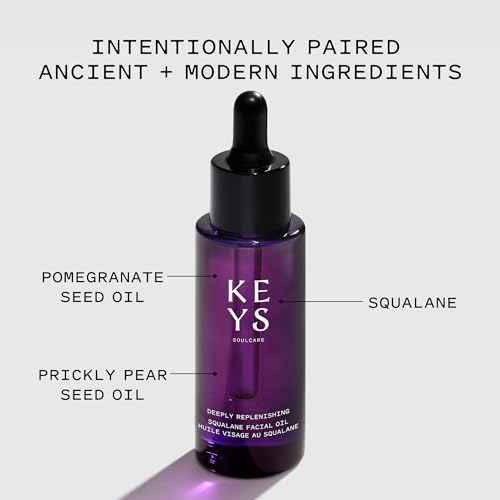 Keys Soulcare Deeply Replenishing Squalane Facial Oil, Hydrates Skin Overnight for a Radiant, Glowing Complexion, Vegan, Cruelty Free, 1.01 Fl Oz