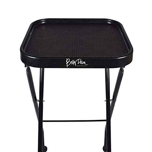 Betty Dain Folding Service Tray, Organized Work Area For Salon Services, Simple Tray Lock Release Tilts to Upright Storage Position, Rubber Wheels, 14.5 x 13.5 Inch Tray, 35 Inch height