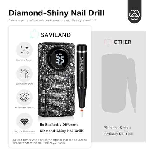 SAVILAND Professional Electric Nail Drill for Acrylic Nails : 35000RPM 2025 Portable Nail File Faster Removal Acrylic Nails & Large Battery Capacity for Nail Art, Pedicure Manicure Home Nail Salon