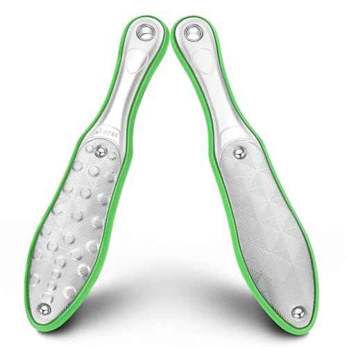 BEZOX Foot Scrubber for Dead Skin(1PCS) - Double Sided Feet File Callus Remover, Heavy Duty Stainless Steel Heel Scraper, Cracked Heel Repair - Green