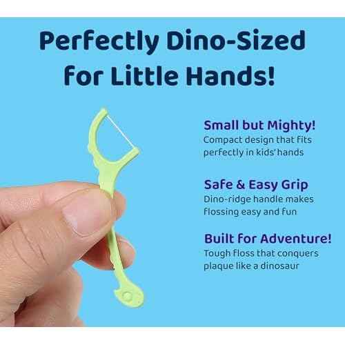 Sea Turtle Kids Dino Floss Picks - Corn Starch Handle - Thin Thread Tooth Dental Flossers - Unflavored (200)