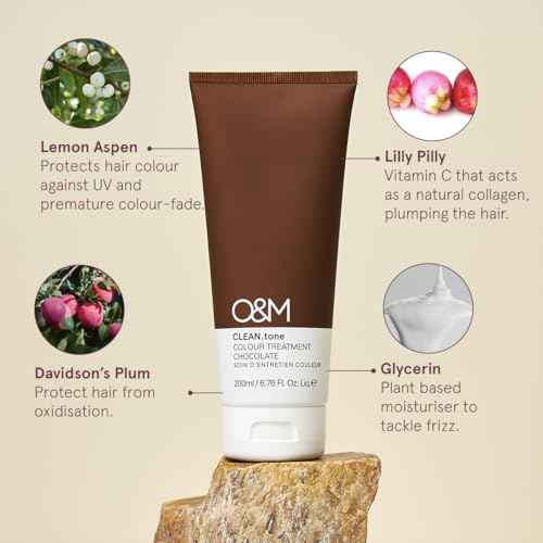 O&M CLEAN.tone Hair Color Treatment Free from Sulfates, Parabens, Silicones, Phthalates, Triclosan, Propylene Glycol & Gluten, Vegan, Cruelty Free, Brown to Dark Blonde Hair, 200ml, Chocolate
