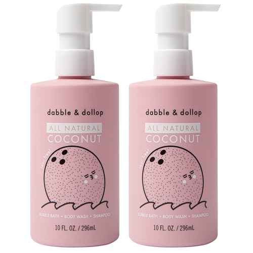 Dabble & Dollop Coconut Body Wash & Shampoo ? 3-in-1 Natural Bubble Bath for Kids, No Parabens or Sulfates, Vegan, Gluten-Free, Tear-Free (10oz, Pack of 2)