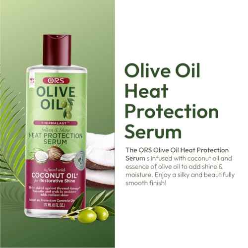 ORS Olive Oil Heat Protection Hair Serum infused with Coconut Oil for Restorative Shine 6.0 Ounce (Pack of 3)